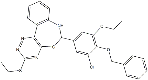 6-[4-(benzyloxy)-3-chloro-5-ethoxyphenyl]-3-(ethylsulfanyl)-6,7-dihydro[1,2,4]triazino[5,6-d][3,1]benzoxazepine Struktur