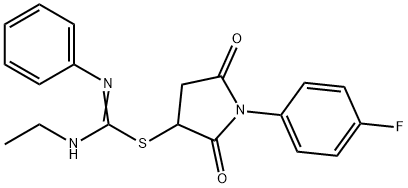 1-(4-fluorophenyl)-2,5-dioxo-3-pyrrolidinyl N-ethyl-N'-phenylimidothiocarbamate Struktur