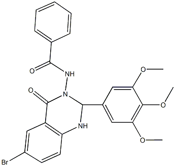 N-(6-bromo-4-oxo-2-(3,4,5-trimethoxyphenyl)-1,4-dihydro-3(2H)-quinazolinyl)benzamide Struktur