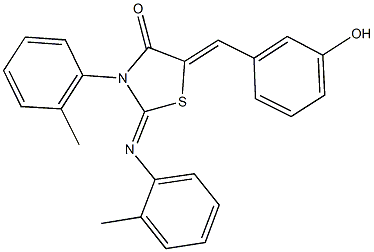 5-(3-hydroxybenzylidene)-3-(2-methylphenyl)-2-[(2-methylphenyl)imino]-1,3-thiazolidin-4-one Struktur