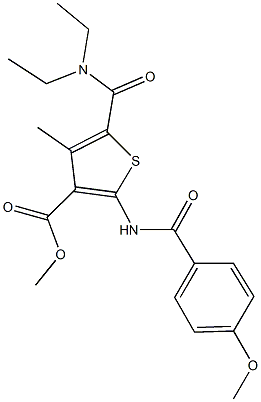 methyl 5-[(diethylamino)carbonyl]-2-[(4-methoxybenzoyl)amino]-4-methyl-3-thiophenecarboxylate Struktur