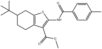 methyl 6-tert-butyl-2-[(4-methylbenzoyl)amino]-4,5,6,7-tetrahydro-1-benzothiophene-3-carboxylate Struktur