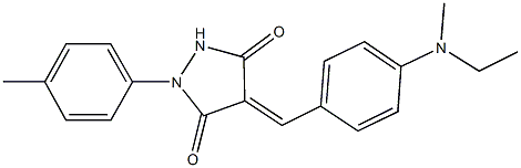 4-{4-[ethyl(methyl)amino]benzylidene}-1-(4-methylphenyl)-3,5-pyrazolidinedione Struktur