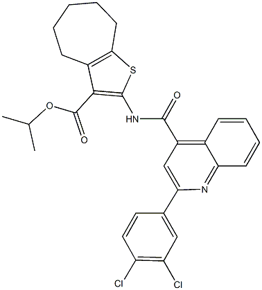 isopropyl 2-({[2-(3,4-dichlorophenyl)-4-quinolinyl]carbonyl}amino)-5,6,7,8-tetrahydro-4H-cyclohepta[b]thiophene-3-carboxylate Struktur