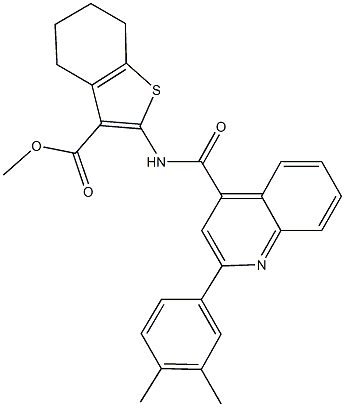 methyl 2-({[2-(3,4-dimethylphenyl)-4-quinolinyl]carbonyl}amino)-4,5,6,7-tetrahydro-1-benzothiophene-3-carboxylate Struktur