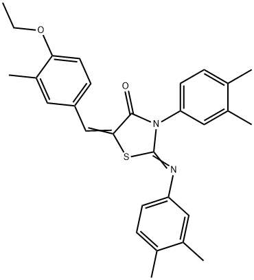 3-(3,4-dimethylphenyl)-2-[(3,4-dimethylphenyl)imino]-5-(4-ethoxy-3-methylbenzylidene)-1,3-thiazolidin-4-one Struktur