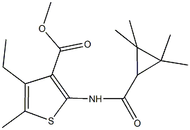 methyl 4-ethyl-5-methyl-2-{[(2,2,3,3-tetramethylcyclopropyl)carbonyl]amino}-3-thiophenecarboxylate Struktur