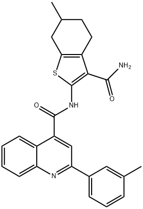 N-[3-(aminocarbonyl)-6-methyl-4,5,6,7-tetrahydro-1-benzothien-2-yl]-2-(3-methylphenyl)-4-quinolinecarboxamide Struktur