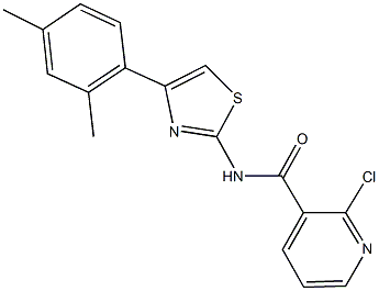 2-chloro-N-[4-(2,4-dimethylphenyl)-1,3-thiazol-2-yl]nicotinamide Struktur