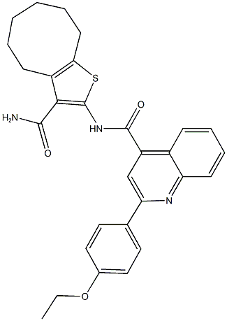 N-[3-(aminocarbonyl)-4,5,6,7,8,9-hexahydrocycloocta[b]thien-2-yl]-2-(4-ethoxyphenyl)-4-quinolinecarboxamide Struktur