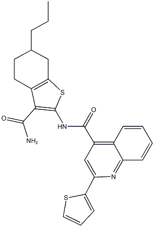 N-[3-(aminocarbonyl)-6-propyl-4,5,6,7-tetrahydro-1-benzothien-2-yl]-2-(2-thienyl)-4-quinolinecarboxamide Struktur