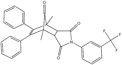 1,7-dimethyl-8,9-diphenyl-4-[3-(trifluoromethyl)phenyl]-4-azatricyclo[5.2.1.0~2,6~]dec-8-ene-3,5,10-trione Struktur