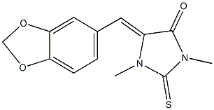 5-(1,3-benzodioxol-5-ylmethylene)-1,3-dimethyl-2-thioxo-4-imidazolidinone Struktur