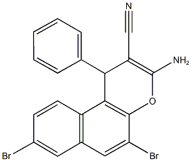 3-amino-5,8-dibromo-1-phenyl-1H-benzo[f]chromene-2-carbonitrile Struktur