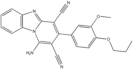 1-amino-3-(3-methoxy-4-propoxyphenyl)pyrido[1,2-a]benzimidazole-2,4-dicarbonitrile Struktur