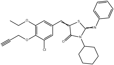 5-[3-chloro-5-ethoxy-4-(2-propynyloxy)benzylidene]-3-cyclohexyl-2-(phenylimino)-1,3-thiazolidin-4-one Struktur