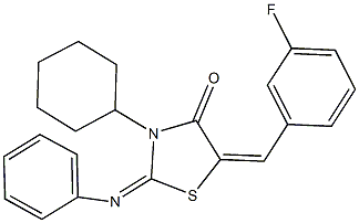 3-cyclohexyl-5-(3-fluorobenzylidene)-2-(phenylimino)-1,3-thiazolidin-4-one Struktur