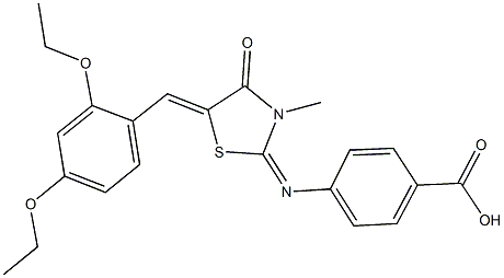 4-{[5-(2,4-diethoxybenzylidene)-3-methyl-4-oxo-1,3-thiazolidin-2-ylidene]amino}benzoic acid Struktur