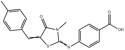 4-{[3-methyl-5-(4-methylbenzylidene)-4-oxo-1,3-thiazolidin-2-ylidene]amino}benzoic acid Struktur