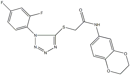 2-{[1-(2,4-difluorophenyl)-1H-tetraazol-5-yl]sulfanyl}-N-(2,3-dihydro-1,4-benzodioxin-6-yl)acetamide Struktur