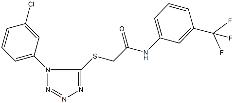 2-{[1-(3-chlorophenyl)-1H-tetraazol-5-yl]sulfanyl}-N-[3-(trifluoromethyl)phenyl]acetamide Struktur