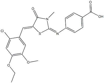 4-{[5-(2-chloro-4-ethoxy-5-methoxybenzylidene)-3-methyl-4-oxo-1,3-thiazolidin-2-ylidene]amino}benzoic acid Struktur