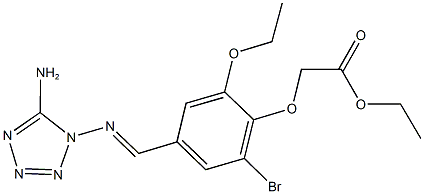 ethyl (4-{[(5-amino-1H-tetraazol-1-yl)imino]methyl}-2-bromo-6-ethoxyphenoxy)acetate Struktur