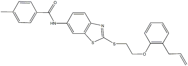 N-(2-{[2-(2-allylphenoxy)ethyl]sulfanyl}-1,3-benzothiazol-6-yl)-4-methylbenzamide Struktur