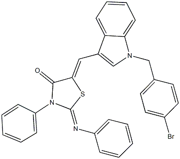 5-{[1-(4-bromobenzyl)-1H-indol-3-yl]methylene}-3-phenyl-2-(phenylimino)-1,3-thiazolidin-4-one Struktur