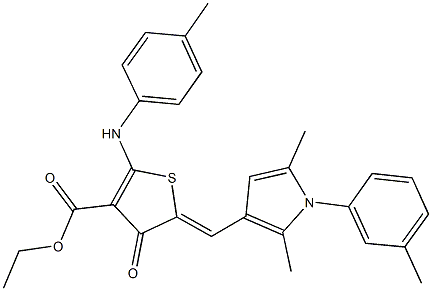 ethyl 5-{[2,5-dimethyl-1-(3-methylphenyl)-1H-pyrrol-3-yl]methylene}-4-oxo-2-(4-toluidino)-4,5-dihydro-3-thiophenecarboxylate Struktur