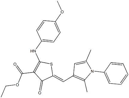 ethyl 5-[(2,5-dimethyl-1-phenyl-1H-pyrrol-3-yl)methylene]-2-(4-methoxyanilino)-4-oxo-4,5-dihydro-3-thiophenecarboxylate Struktur