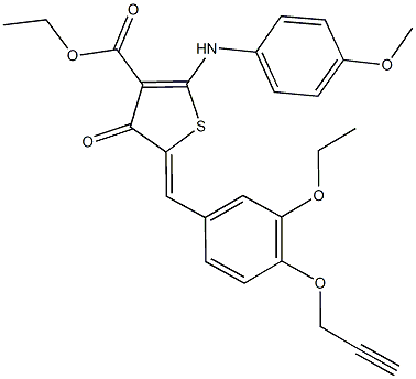 ethyl 5-[3-ethoxy-4-(2-propynyloxy)benzylidene]-2-(4-methoxyanilino)-4-oxo-4,5-dihydro-3-thiophenecarboxylate Struktur