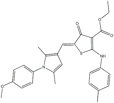 ethyl 5-{[1-(4-methoxyphenyl)-2,5-dimethyl-1H-pyrrol-3-yl]methylene}-4-oxo-2-(4-toluidino)-4,5-dihydro-3-thiophenecarboxylate Struktur