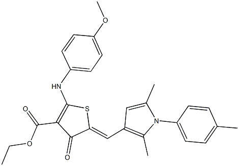 ethyl 5-{[2,5-dimethyl-1-(4-methylphenyl)-1H-pyrrol-3-yl]methylene}-2-(4-methoxyanilino)-4-oxo-4,5-dihydro-3-thiophenecarboxylate Struktur