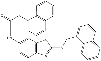 2-(1-naphthyl)-N-{2-[(1-naphthylmethyl)sulfanyl]-1,3-benzothiazol-6-yl}acetamide Struktur