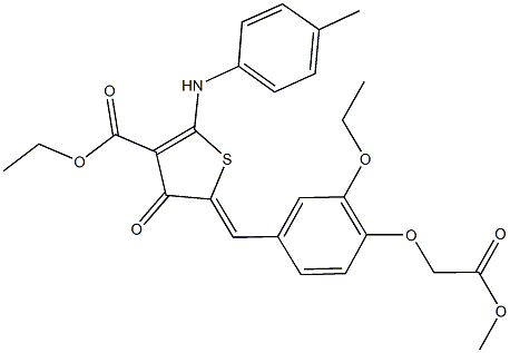 ethyl 5-[3-ethoxy-4-(2-methoxy-2-oxoethoxy)benzylidene]-4-oxo-2-(4-toluidino)-4,5-dihydro-3-thiophenecarboxylate Struktur