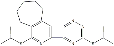 1-(isopropylsulfanyl)-3-[3-(isopropylsulfanyl)-1,2,4-triazin-5-yl]-6,7,8,9-tetrahydro-5H-cyclohepta[c]pyridine Struktur