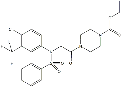 ethyl 4-{[4-chloro(phenylsulfonyl)-3-(trifluoromethyl)anilino]acetyl}-1-piperazinecarboxylate Struktur