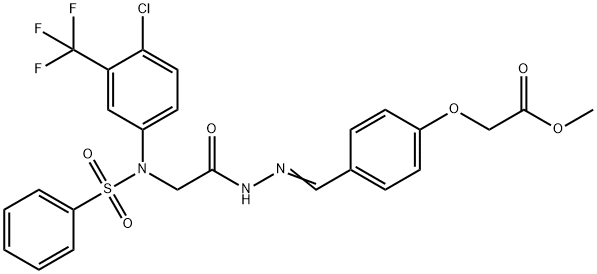 methyl [4-(2-{[4-chloro(phenylsulfonyl)-3-(trifluoromethyl)anilino]acetyl}carbohydrazonoyl)phenoxy]acetate Struktur