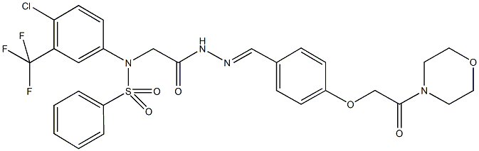 N-[4-chloro-3-(trifluoromethyl)phenyl]-N-[2-(2-{4-[2-(4-morpholinyl)-2-oxoethoxy]benzylidene}hydrazino)-2-oxoethyl]benzenesulfonamide Struktur