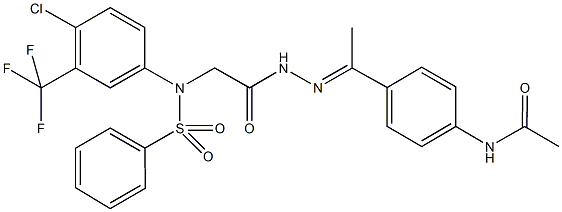 N-[4-(N-{[4-chloro(phenylsulfonyl)-3-(trifluoromethyl)anilino]acetyl}ethanehydrazonoyl)phenyl]acetamide Struktur