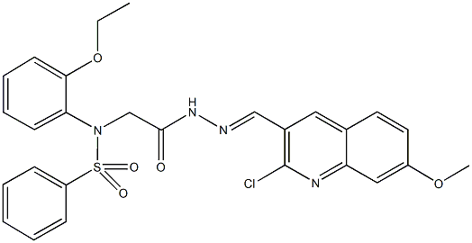 N-(2-{2-[(2-chloro-7-methoxy-3-quinolinyl)methylene]hydrazino}-2-oxoethyl)-N-(2-ethoxyphenyl)benzenesulfonamide Struktur