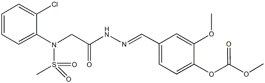 4-(2-{[2-chloro(methylsulfonyl)anilino]acetyl}carbohydrazonoyl)-2-methoxyphenyl methyl carbonate Struktur