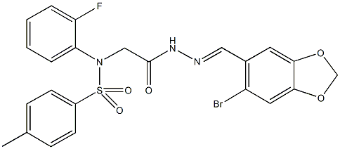 N-(2-{2-[(6-bromo-1,3-benzodioxol-5-yl)methylene]hydrazino}-2-oxoethyl)-N-(2-fluorophenyl)-4-methylbenzenesulfonamide Struktur