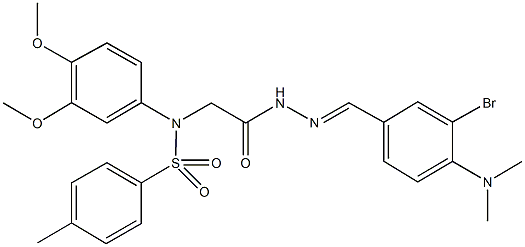 N-(2-{2-[3-bromo-4-(dimethylamino)benzylidene]hydrazino}-2-oxoethyl)-N-(3,4-dimethoxyphenyl)-4-methylbenzenesulfonamide Struktur