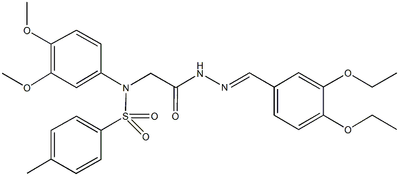 N-{2-[2-(3,4-diethoxybenzylidene)hydrazino]-2-oxoethyl}-N-(3,4-dimethoxyphenyl)-4-methylbenzenesulfonamide Struktur