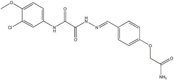 2-{2-[4-(2-amino-2-oxoethoxy)benzylidene]hydrazino}-N-(3-chloro-4-methoxyphenyl)-2-oxoacetamide Struktur