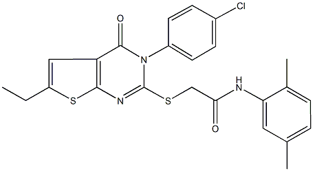 2-{[3-(4-chlorophenyl)-6-ethyl-4-oxo-3,4-dihydrothieno[2,3-d]pyrimidin-2-yl]sulfanyl}-N-(2,5-dimethylphenyl)acetamide Struktur