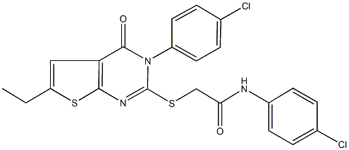 N-(4-chlorophenyl)-2-{[3-(4-chlorophenyl)-6-ethyl-4-oxo-3,4-dihydrothieno[2,3-d]pyrimidin-2-yl]sulfanyl}acetamide Struktur