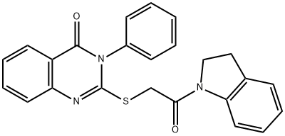 2-{[2-(2,3-dihydro-1H-indol-1-yl)-2-oxoethyl]sulfanyl}-3-phenyl-4(3H)-quinazolinone Struktur